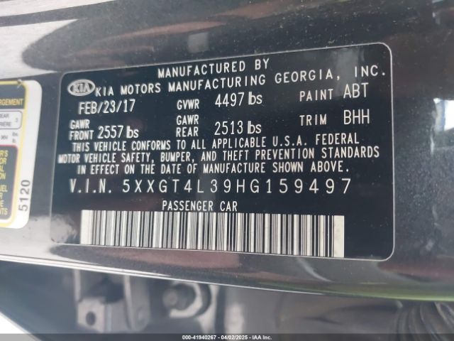 5XXGT4L39HG159497 KIA Optima Lx