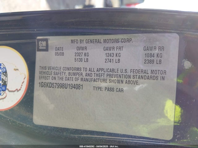 2008 CADILLAC DTS 1G6KD57998U194081 Photo 8