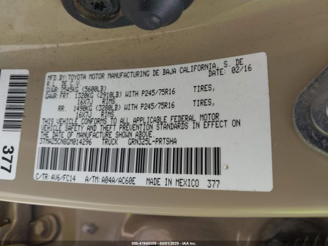 3TMAZ5CN8GM014296 Toyota Tacoma Sr5 V6