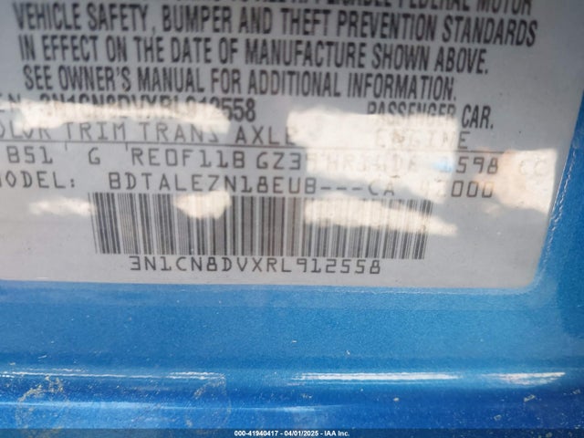3N1CN8DVXRL912558 Nissan Versa 1.6 S