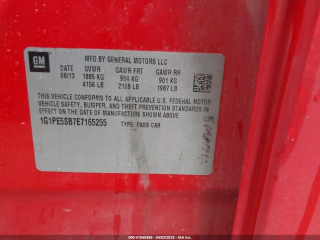 1G1PE5SB7E7165255 Chevrolet Cruze 2lt Auto