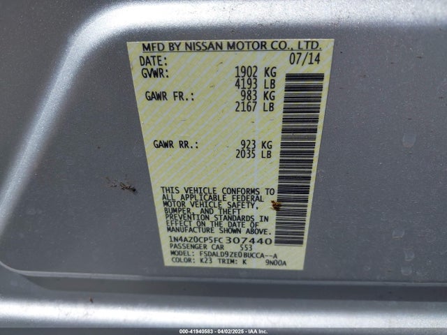 Nissan LEAF SV 2015 1N4AZ0CP5FC307440 Image 9