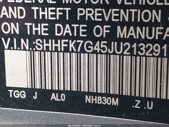SHHFK7G45JU213291 Honda Civic Sport