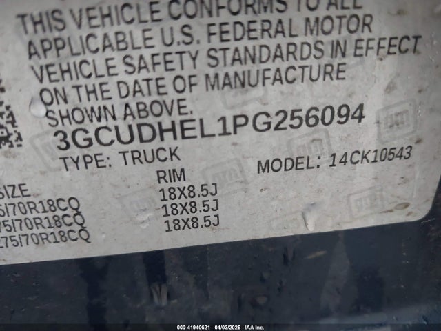 3GCUDHEL1PG256094 Chevrolet Silverado 1500 4wd  Short Bed Zr2