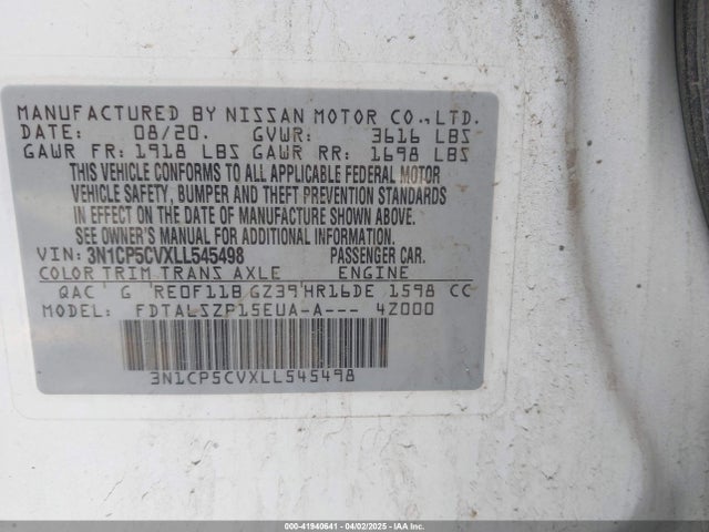 3N1CP5CVXLL545498 Nissan Kicks Sv Xtronic Cvt