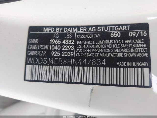 WDDSJ4EB8HN447834 Mercedes-Benz CLA 250