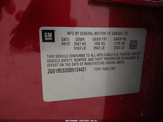 2013 CADILLAC XTS 2G61R5S38D9134431 Photo 8