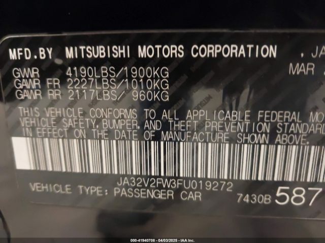 JA32V2FW3FU019272 Mitsubishi Lancer Se