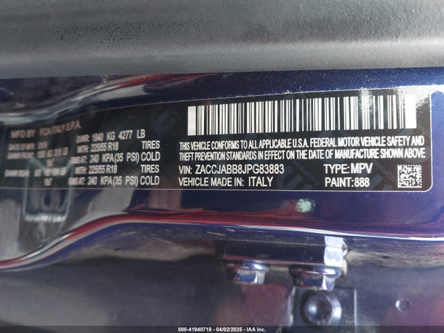 ZACCJABB8JPG83883 Jeep Renegade Latitude Fwd