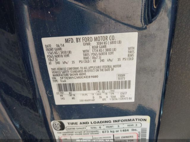 1FTEW1CM0EKE81680 Ford F-150 Xlt