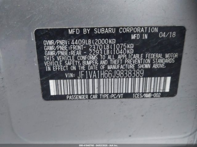 JF1VA1H66J9838389 Subaru Wrx Limited