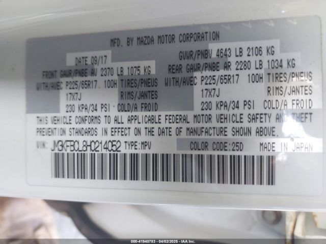 JM3KFBCL8H0214052 Mazda Cx-5 Touring