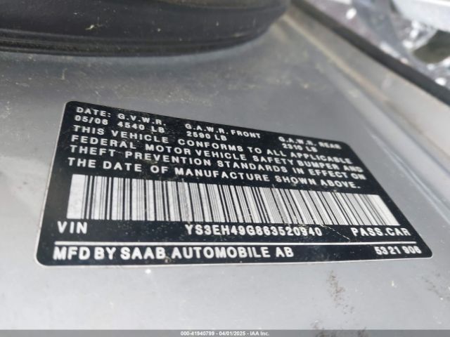 2006 SAAB 9-5 YS3EH49G863520940 Photo 8