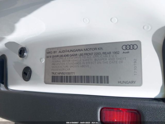 TRUC1AFV5G1030771 Audi Tts 2.0t