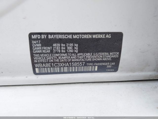 WBA8E1C3XHA158557 BMW 2017
