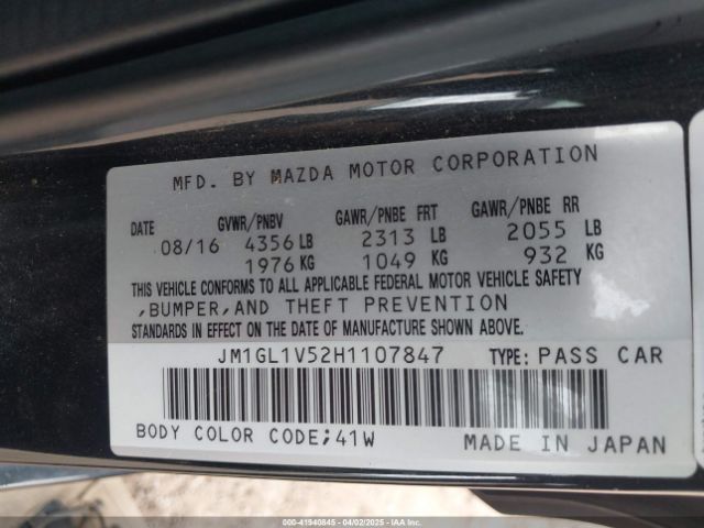 JM1GL1V52H1107847 Mazda Mazda6 Touring