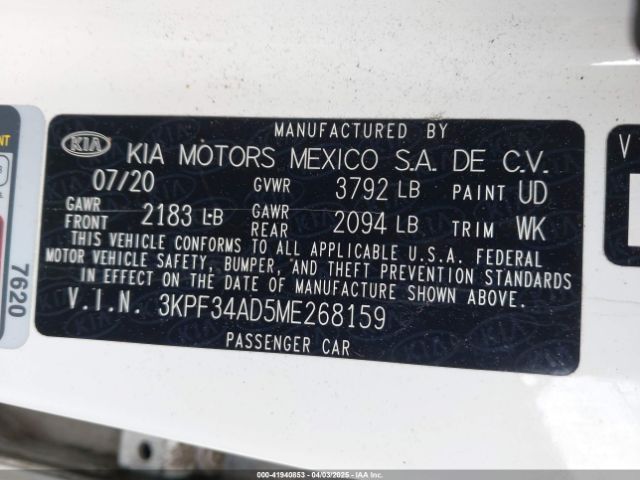 3KPF34AD5ME268159 KIA Forte Gt-line