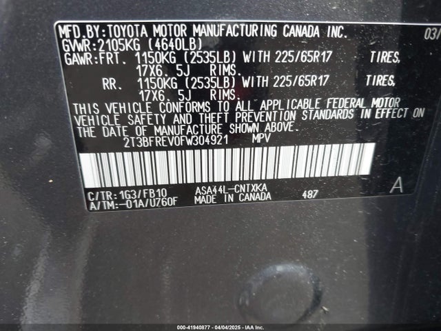 Toyota RAV4 LE 2015 2T3BFREV0FW304921 Image 9