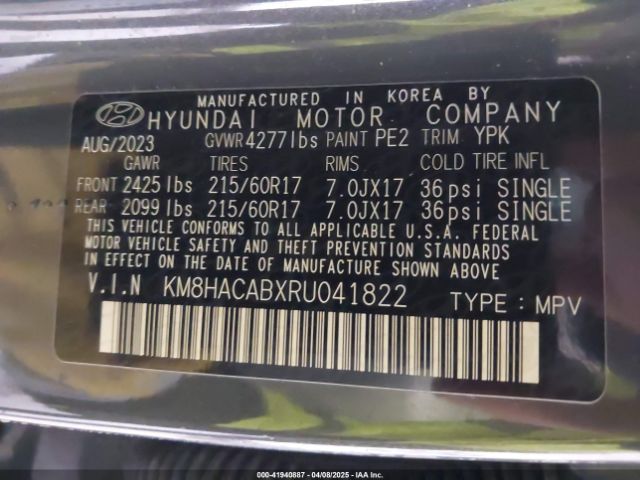 KM8HACABXRU041822 Hyundai Kona Se