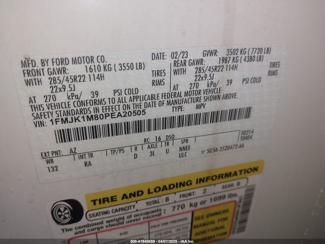 1FMJK1M80PEA20505 Ford gtdi-standard