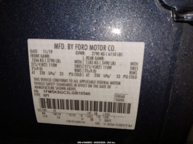 2020 FORD EXPLORER 1FM5K8GC3LGB10546 Photo 8