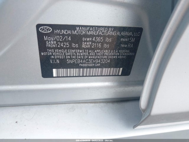 5NPEB4AC3EH943204 Hyundai SONATA GLS