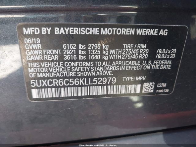 5UXCR6C56KLL52979 BMW X5 Xdrive40i