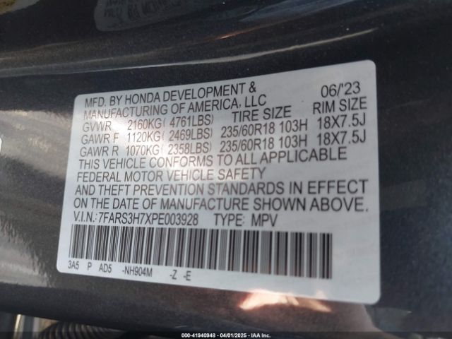 7FARS3H7XPE003928 Honda Cr-v Ex-l 2wd