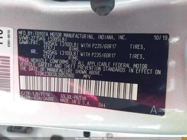 2020 TOYOTA SIENNA 5TDKZ3DC0LS052900 Photo 8