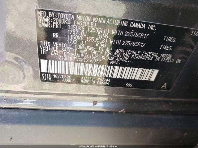 2T3H1RFVXRC259872 Toyota RAV4 LE