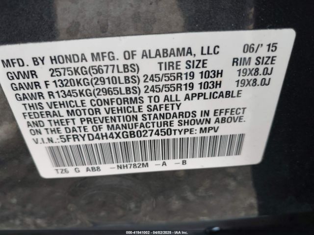 5FRYD4H4XGB027450 Acura Mdx Technology   Acurawatch Plus Packages/technology Package