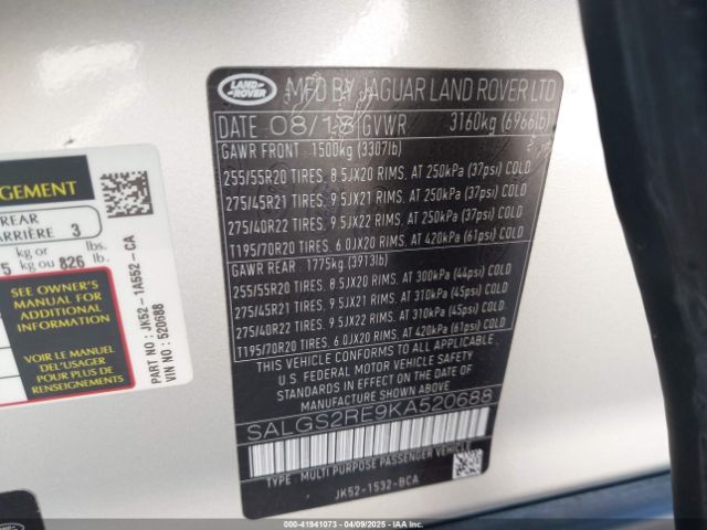 SALGS2RE9KA520688 Land Rover Range Rover 5.0l V8 Supercharged