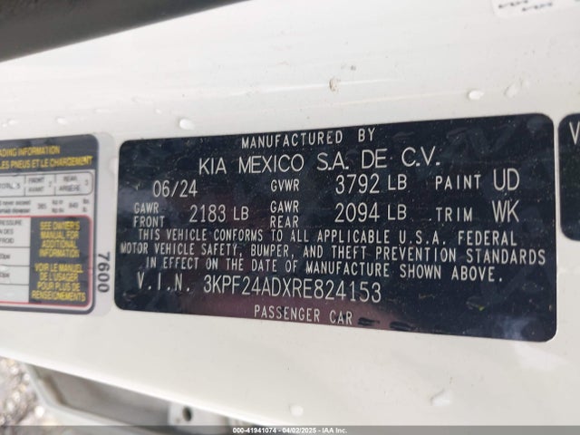 3KPF24ADXRE824153 KIA FORTE LX