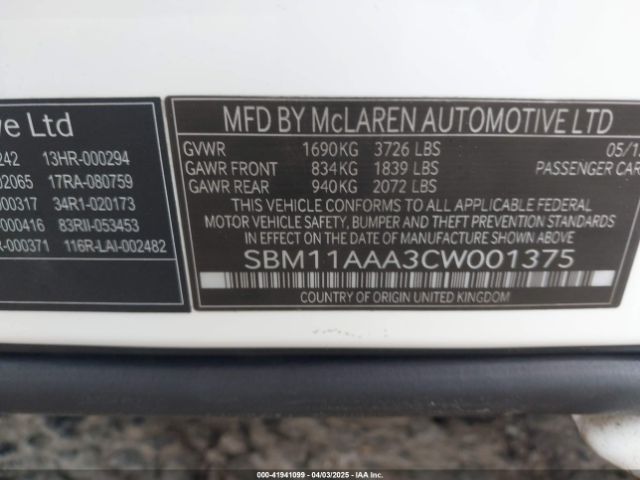 2012 MCLAREN MP4-12C SBM11AAA3CW001375 Photo 8
