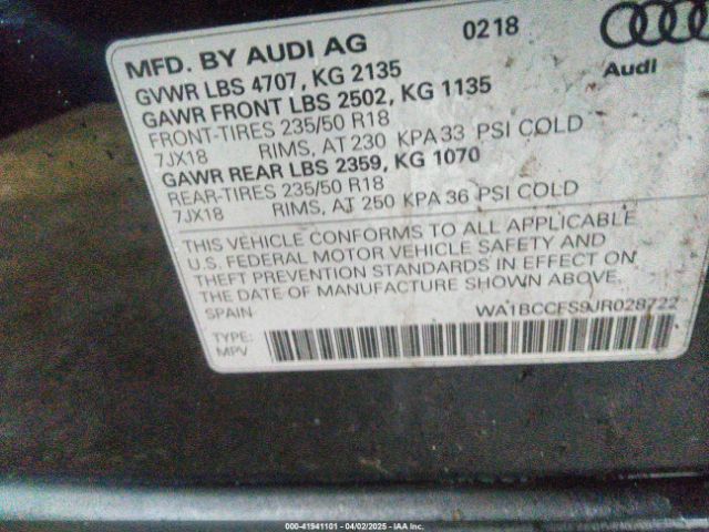 2018 AUDI Q3 WA1BCCFS9JR028722 Photo 8