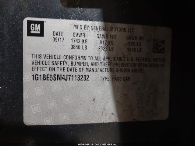 1G1BE5SM4J7113202 Chevrolet Cruze Lt Auto