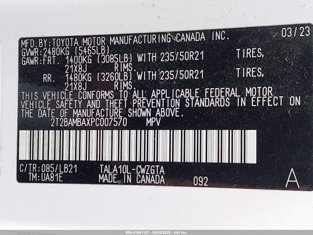 2T2BAMBAXPC007570 Lexus Rx 350 Premium Plus