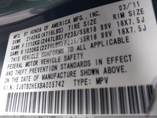 2011 ACURA RDX 5J8TB2H5XBA005742 Photo 8