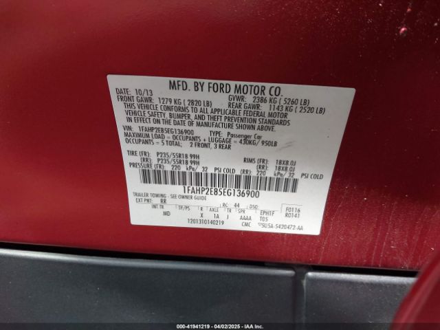 1FAHP2E85EG136900 Ford TAURUS SEL