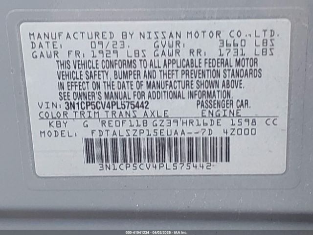 3N1CP5CV4PL575442 Nissan Kicks Sv Xtronic Cvt