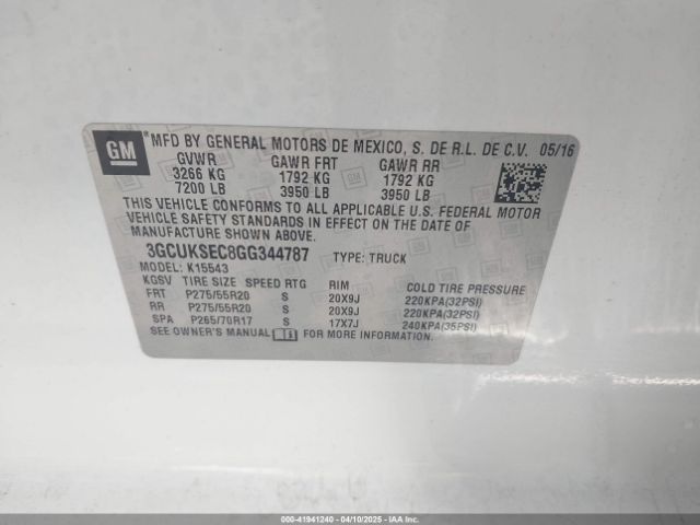 3GCUKSEC8GG344787 Chevrolet Silverado 1500 2lz