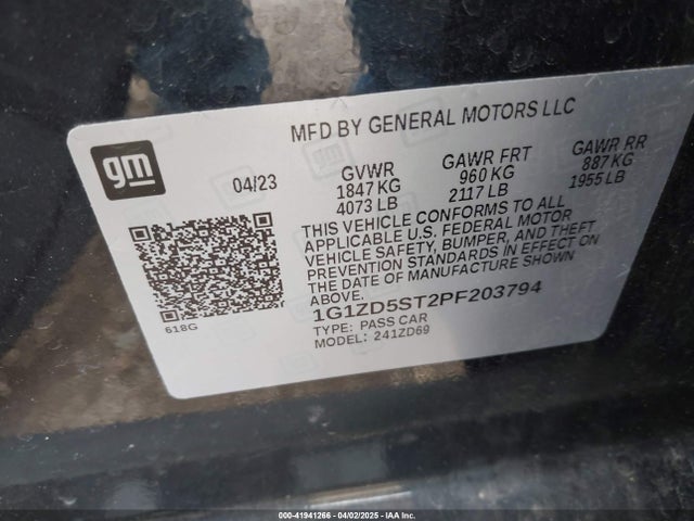 1G1ZD5ST2PF203794 Chevrolet Malibu Fwd 1lt