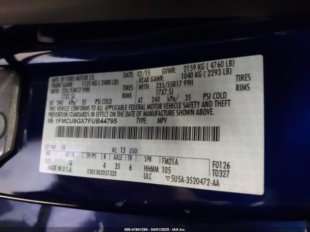 1FMCU9GX7FUB44795 Ford ESCAPE SE