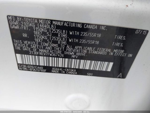 2T3DFREV7FW367426 Toyota Rav4 Limited