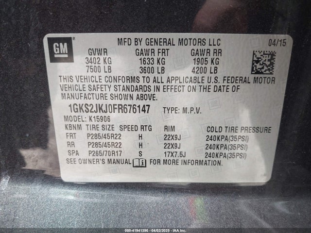 1GKS2JKJ0FR676147 GMC l86 - vvt, afm, e85 max, aluminum