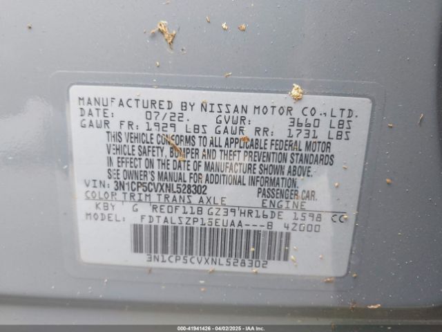 3N1CP5CVXNL528302 Nissan Kicks Sv Xtronic Cvt