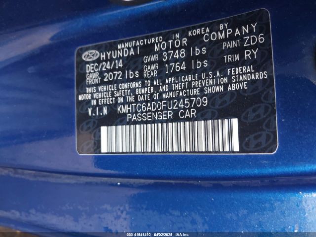KMHTC6AD0FU245709 Hyundai Veloster