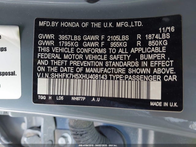 SHHFK7H5XHU408143 Honda CIVIC EX