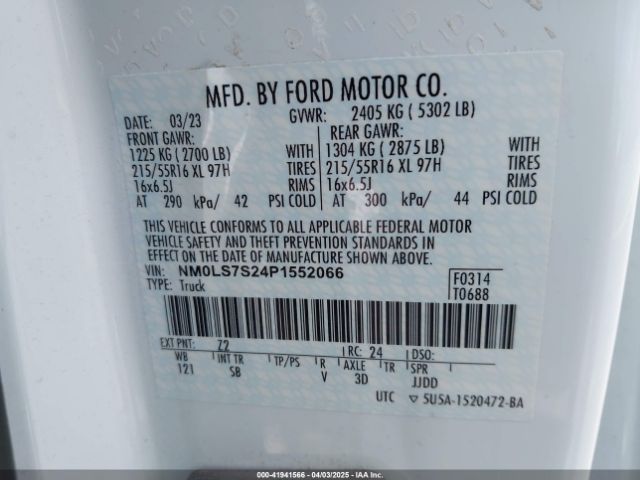 NM0LS7S24P1552066 Ford Transit Connect Xl Cargo Van