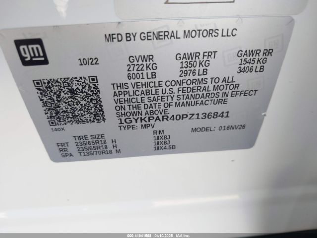 1GYKPAR40PZ136841 Cadillac Xt6 Fwd Luxury